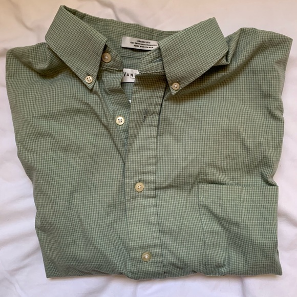Van Heusen neck 16 green button down. Short sleeve - Picture 2 of 6